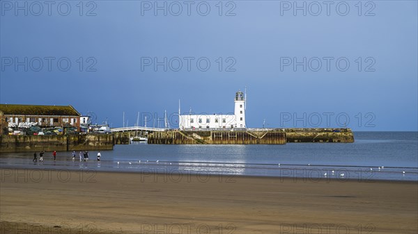 Scarborough Lighthouse and Harbour, Vincent Pier, Scarborough, North Yorkshire, England, United