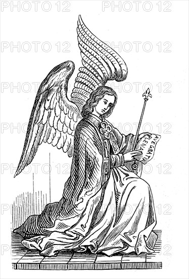 The Archangel Gabriel, after an altarpiece by Master Wilhelm from 1440, historical, digital