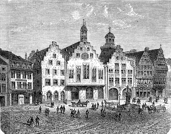 The Römer in Frankfurt, Hesse, Germany, in 1890, Historical, digital reproduction of an original
