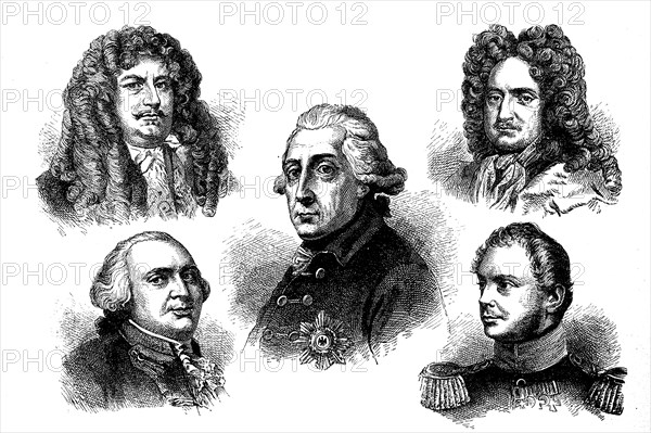 Elector Frederick William (1620-1688), King Frederick William II (1744-1797), King Frederick II