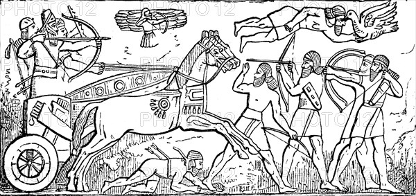 Sardanapal, the last king of the Assyrian Empire in a chariot, Assyria, Assyrian Empire, ca 800 BC,