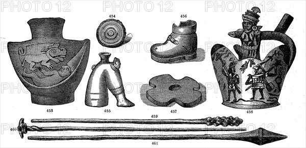 American antiquities, star ring of a battle axe, lance, artefacts, historical, digital reproduction