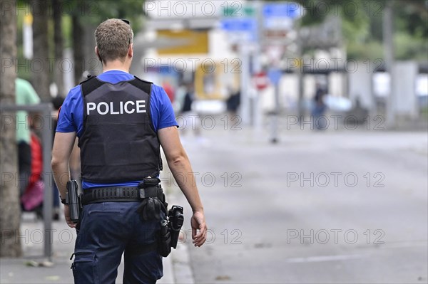 Policeman back label Police
