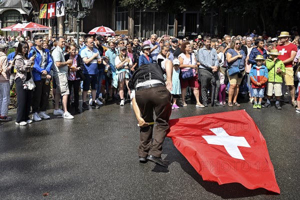 Flag waving Swiss flag