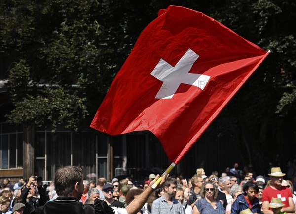 Flag waving Swiss flag