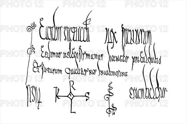 Manuscript of Charlemagne, around 783 AD, historical, digital reproduction of an original from the
