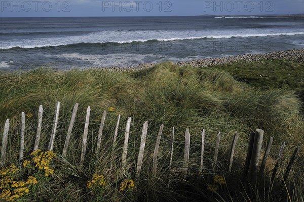 Waves and wind on a gusty day along the Wild Atlantic Way. Strandhill, County Sligo, Ireland,