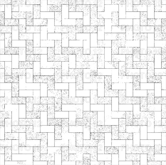 A monochrome herringbone pattern with a brick-like geometric design, creating a minimalistic