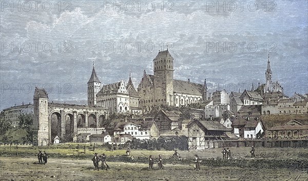 Historical view, 19th century, of the town of Marienwerder, formerly Prussia, Germany, today