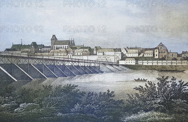 Historical view, 19th century, of the city of Thorn, formerly Prussia, Germany, today Torun,
