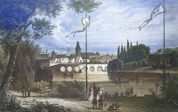 Historical view, 19th century, of the city of Königsberg, formerly Prussia, Germany, today