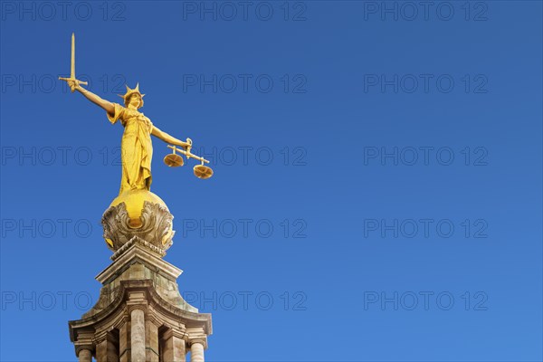 Lady Justice Statue on the Old Bailey, Central Criminal Court, London, United Kingdom, Europe