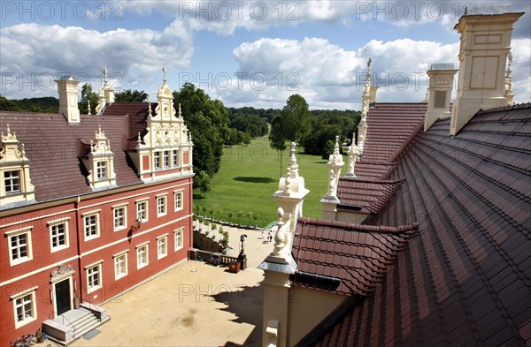 Bad Muskau, 26 July 2009, New Palace in Prince Pückler Park, UNESCO World Heritage Site, Bad