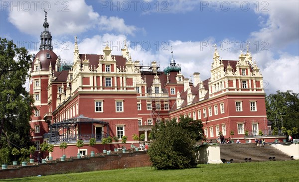 Bad Muskau, 26 July 2009, New Palace in Prince Pückler Park, UNESCO World Heritage Site, Bad