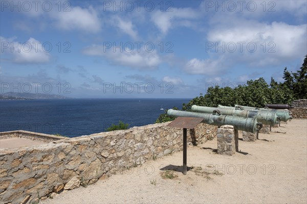 Historic cannons of the citadel of Saint-Tropez, built in 1602 for defence against the Ottoman