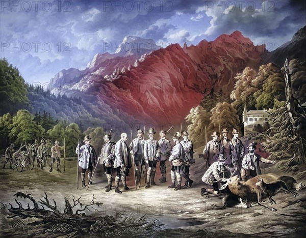 Franz Josef I (1830-1916), Emperor of Austria, King of Hungary. In a hunting party at Lake Ofen,