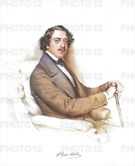 Filippo Colini (1811-1863), Italian opera singer, Historical, digitally restored reproduction from