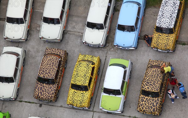 Berlin, 08.08.2010, Colourfully painted Trabants of the organiser Trabi Safari, Berlin, Germany,