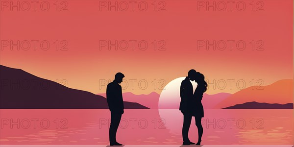 Abstract minimalist love themed wallpaper illustration, AI generated