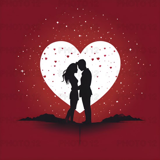 Abstract minimalist love themed wallpaper illustration, AI generated