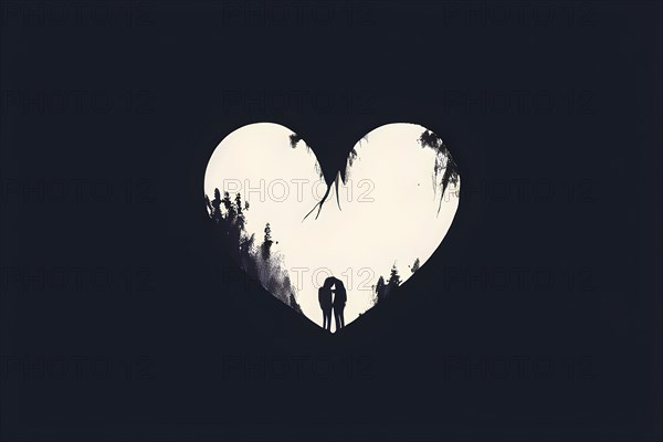Abstract minimalist love themed wallpaper illustration, AI generated