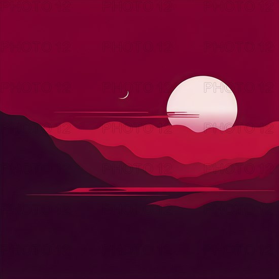 Abstract minimalist love themed wallpaper illustration, AI generated