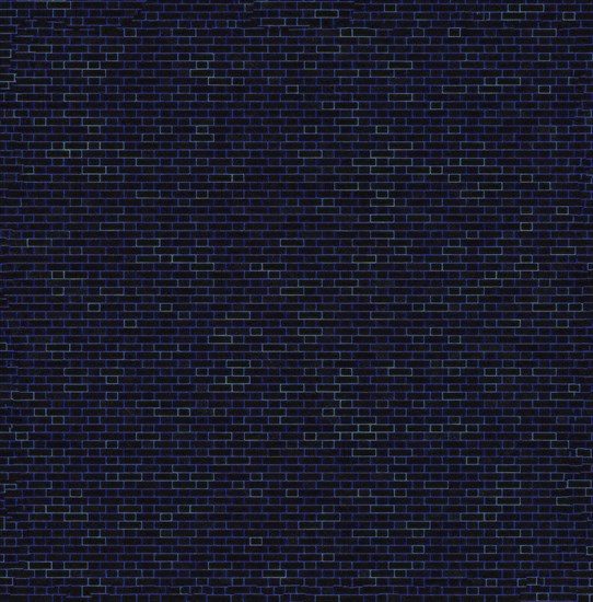 Dark blue brick wall with a consistent pattern, showing a structured and textured appearance