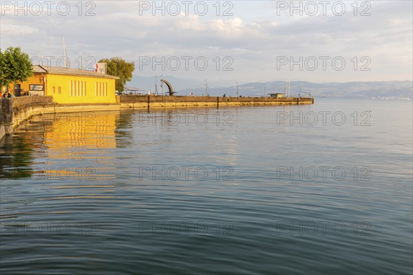 Landing stage, Langenargen, Lake Constance Baden-Württemberg, Germany, Europe