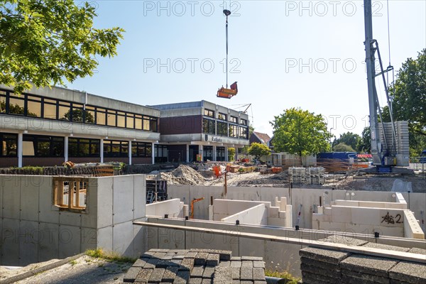 Construction site, start of structural work, new building, town hall, town centre, municipality of