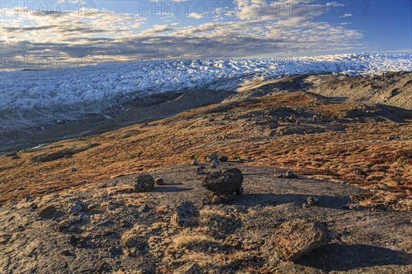 View of the Greenland ice sheet, sunny, Kangerlussuaq, Greenland, North America