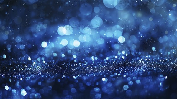 Ethereal abstract image with varying blue bokeh lights creating a mysterious and deep atmosphere,