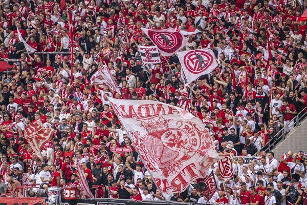 The football stadium of Rot-Weiss Essen, 3rd league, stadium at the Hafenstrasse, grandstand of the