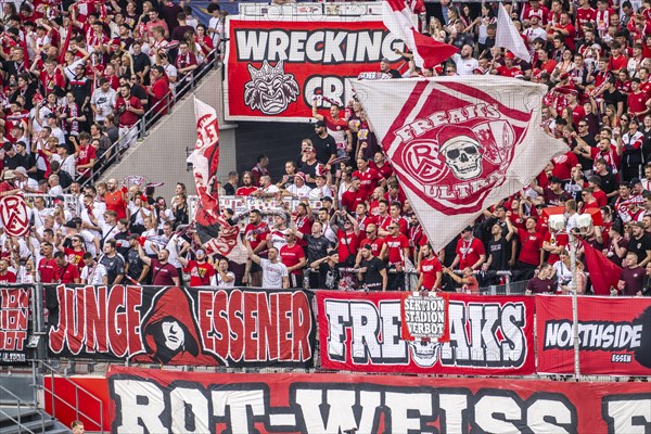 The football stadium of Rot-Weiss Essen, 3rd league, stadium at the Hafenstrasse, grandstand of the