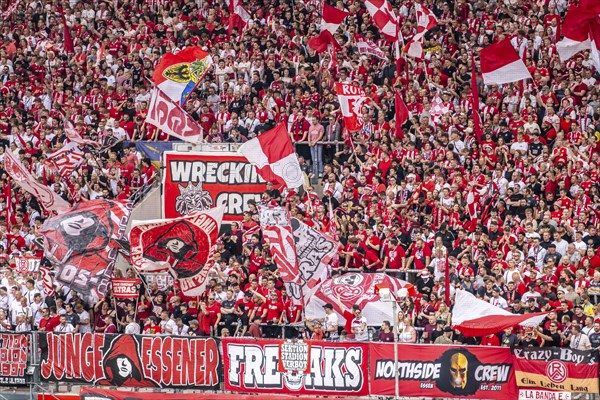 The football stadium of Rot-Weiss Essen, 3rd league, stadium at the Hafenstrasse, grandstand of the