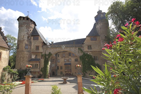 Inner courtyard of Fürstenau Castle, Steinbach, Michelstadt, Hesse, Odenwald, Germany, Europe