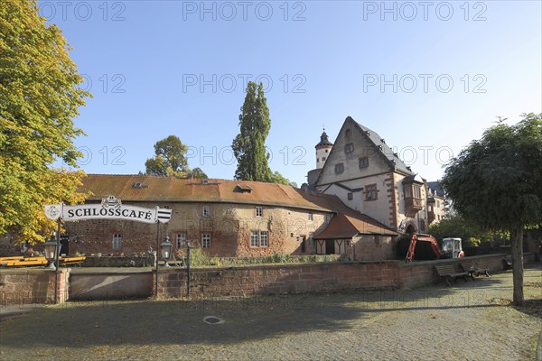 Historic castle with castle café, restaurant, Büdingen, Wetterau, Hesse, Germany, Europe