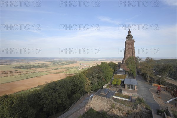View from Kyffhäuser monument, landscape, view, tower, Kyffhäuser, Thuringia, Germany, Europe