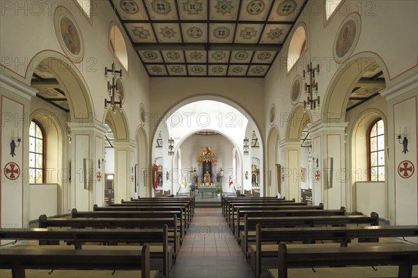 Interior view of the Gothic St Peter and Paul Church, Eichenzell, Hesse, Germany, Europe