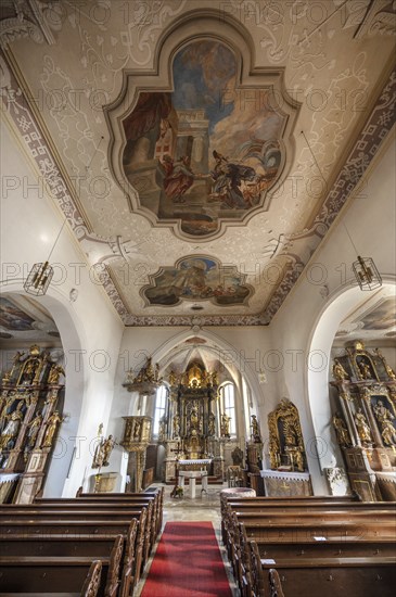 Interior of the parish church Mariae Heimsuchung 15th century, baroqueised in the 18th century,