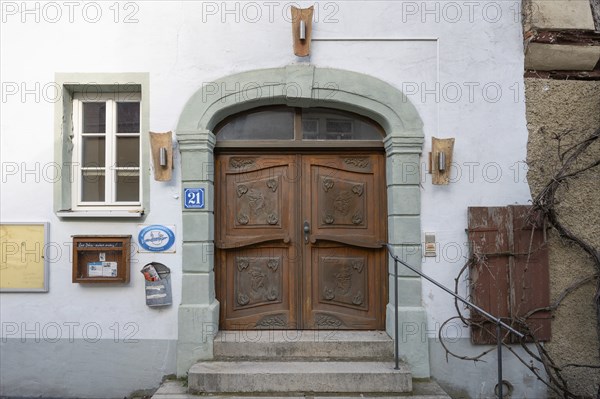 Baroque archway portal of the former inn Zum Bären since 1570, Herrenstr. 21, Mainbernheim,
