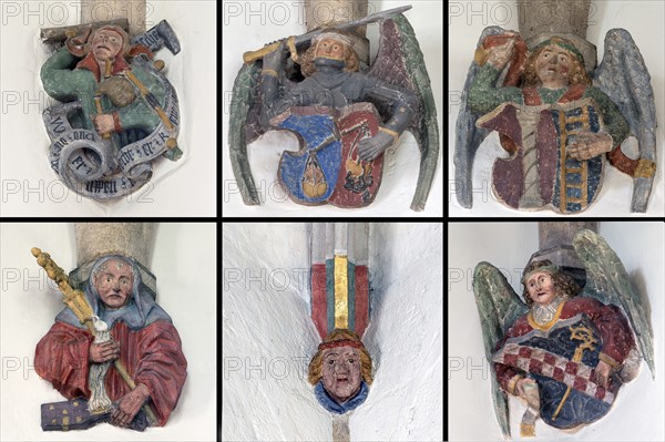 Console stones from around 1750 in St Martin's Church, Plieningen, Baden-Württemberg, Germany,
