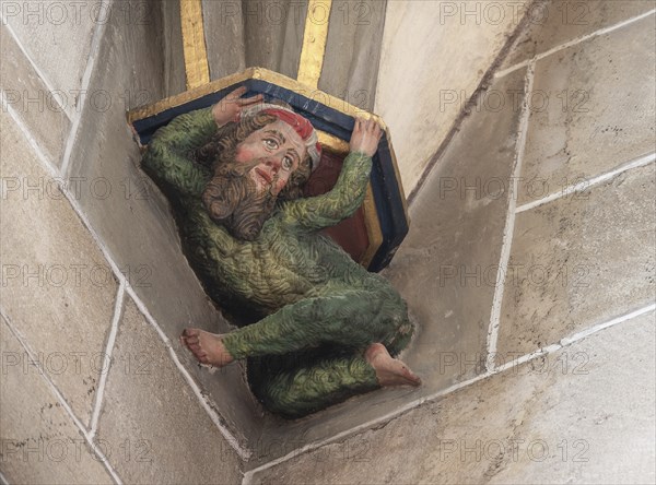 Wild Man, Console Stone in the Heilig Kreuz Minster, Rottweil, Baden-Württemberg, Germany, Europe