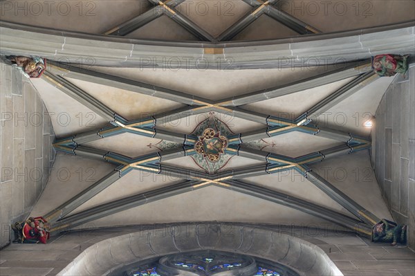 Vaults in the side altar with console figures, Heilig Kreuz Minster, Rottweil, Baden-Württemberg,