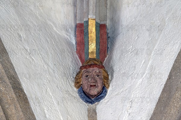 Self-portrait of the master builder Michel Schin, console stone in St Martin's Church, Plieningen,