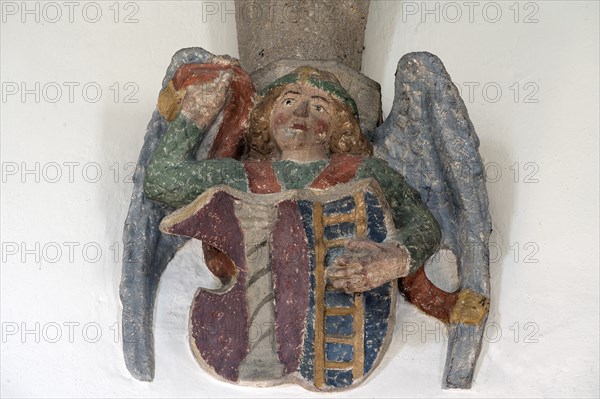 Angel depicting the hostage column and the ladder of Christ's Descent from the Cross, console stone
