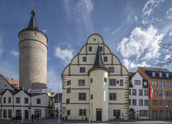 Old Town Hall and the Falter Tower, late medieval tower of the town fortifications, around 1480,