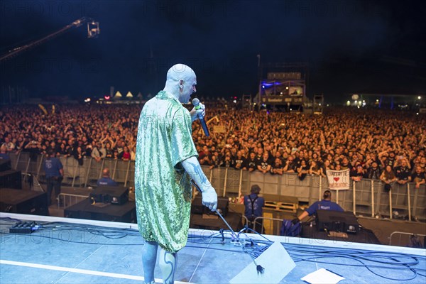 Stumpen (Gero Ivers), singer of the Berlin band Knorkator, at the Wacken Open Air in Wacken. The