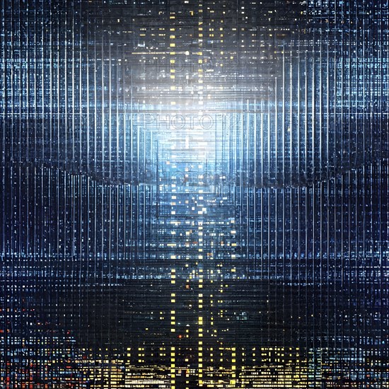 Cyber technology mosaic wallpaper illustration in digital art, AI generated