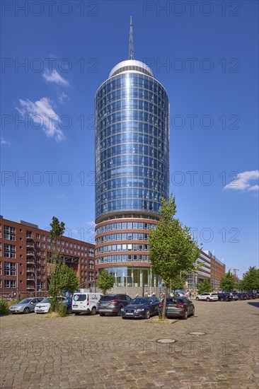Columbus House against blue sky with car park, Free and Hanseatic City of Hamburg, Hanseatic City,
