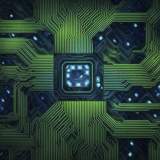 Cyber technology mosaic wallpaper illustration in digital art, AI generated